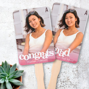 Graduation photo chic simple modern pink keepsake hand fan