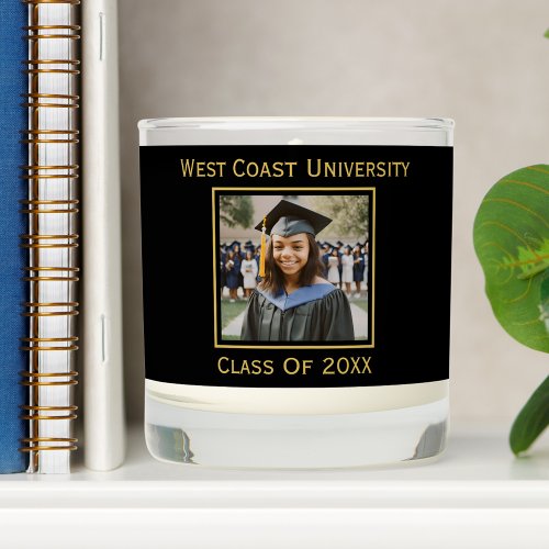 Graduation Photo Class of 2024 Black  Gold Scented Candle