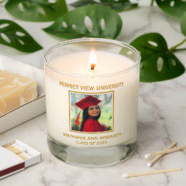 Graduation Photo Class of 2025 Modern Gold Script Scented Candle