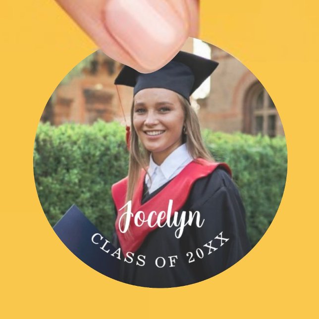 Graduation Photo Class of 2026 Classic Round Sticker (Creator Uploaded)
