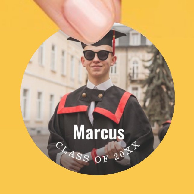Graduation Photo Class of 2026 Classic Round Sticker (Creator Uploaded)