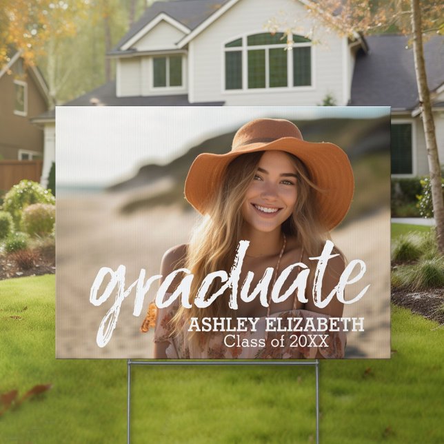 Graduation Photo - Class of Add Year - Modern Sign (Graduation Yard Sign - Personalize for a party and the Grad)