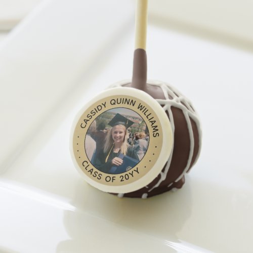Graduation Photo Class Year Modern Black and Gold Cake Pops