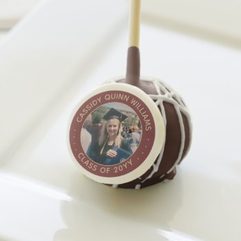 Graduation Photo Class Year Modern Burgundy & Gold Cake Pops by Memorable_Modern at Zazzle