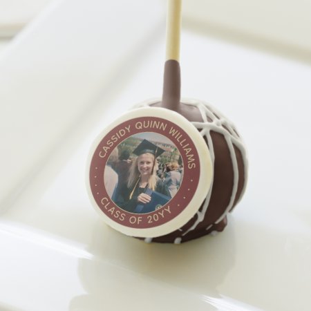 Graduation Photo Class Year Modern Burgundy & Gold Cake Pops