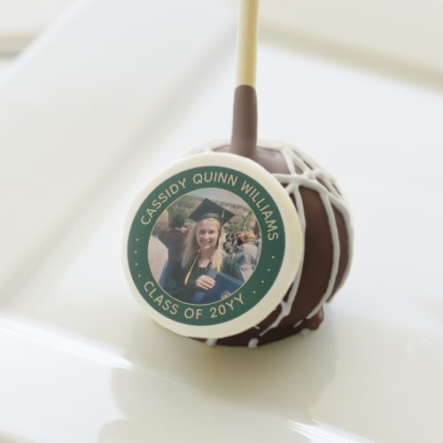 Graduation Photo Class Year Modern Green Gold Cake Pops