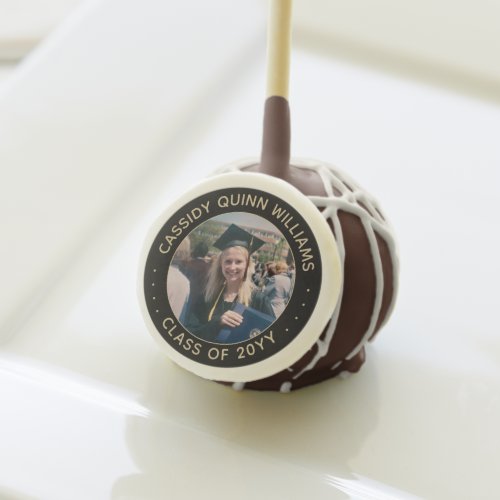 Graduation Photo Class Year Simple Black and Gold Cake Pops