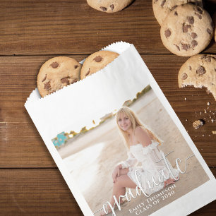 Graduation Photo Classic Calligraphy Party Favor Bag