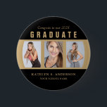 Graduation Photo Collage Black and Gold Custom Button<br><div class="desc">Graduation Photo Collage Congratulations Black and Gold Personalized Button.</div>