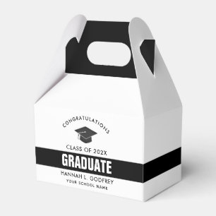 Graduation Photo Collage Black and White Favor Box
