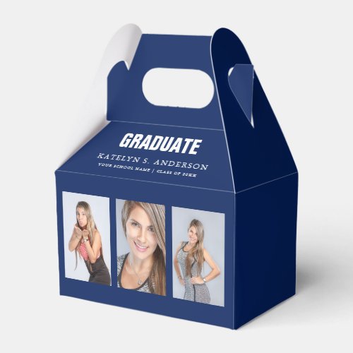 Graduation Photo Collage Blue Custom Favor Box