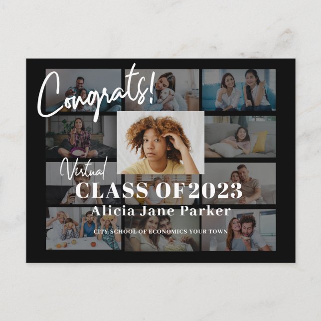 Graduation photo collage class of 2022 invitation postcard (Front)