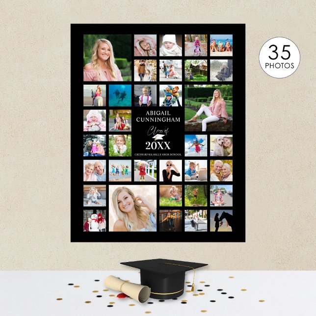 Graduation Photo Collage CLASS OF Black Party Poster (Creator Uploaded)