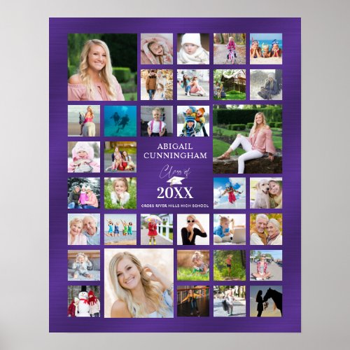 Graduation Photo Collage CLASS OF Purple Poster
