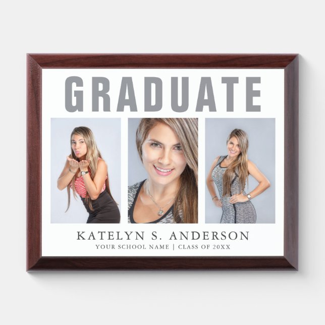 Graduation Photo Collage Congratulations Award Plaque (Horizontal)