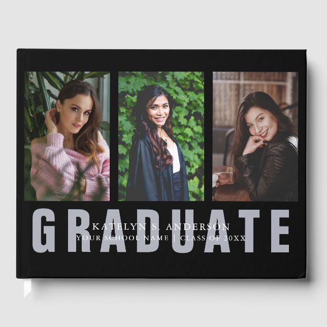 Graduation Photo Collage Custom Guest Book (Front)