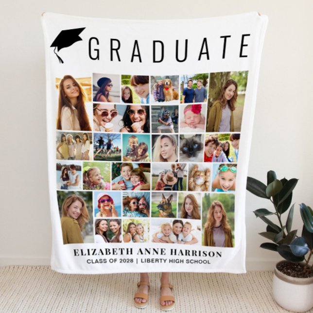 Graduation Photo Collage Fleece Blanket (Graduation Photo Collage Fleece Blanket)