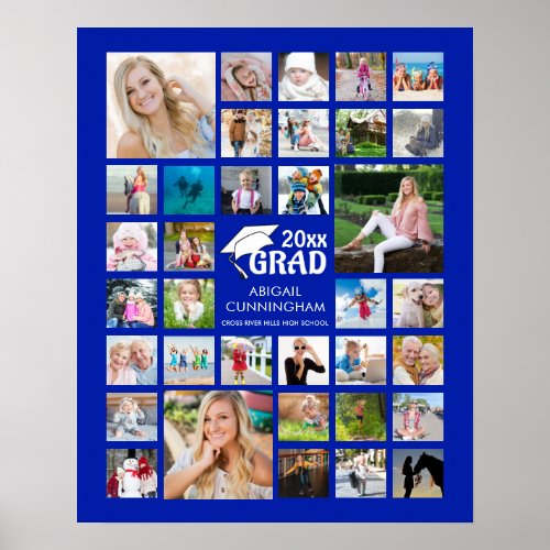 Graduation Photo Collage GRAD Commemorative Poster