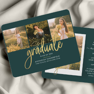 Graduation Photo Collage Green 2025 Announcement