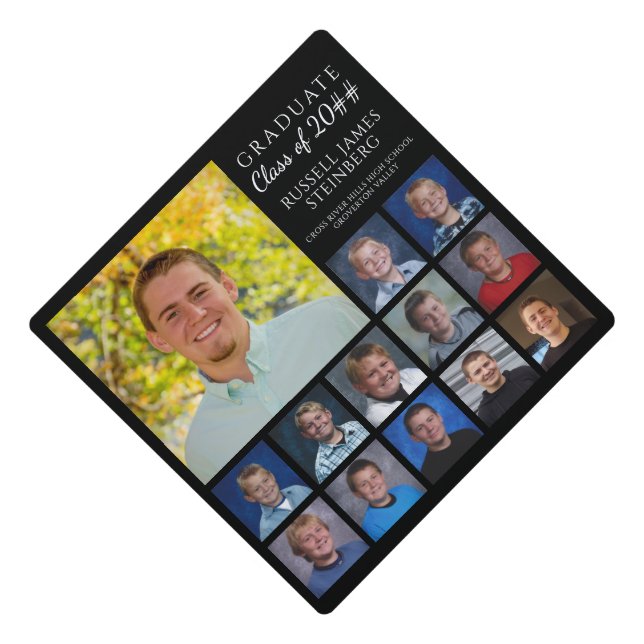 Graduation Photo Collage K-12 Memories Keepsake Cap Topper (Front)