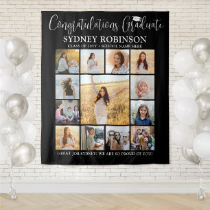Graduation Photo Collage Large Black Backdrop