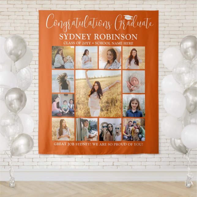 Graduation Photo Collage Large Orange Backdrop (Creator Uploaded)