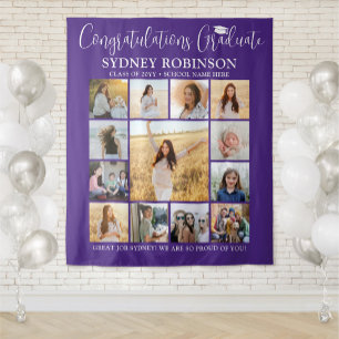 Graduation Photo Collage Large Purple Backdrop