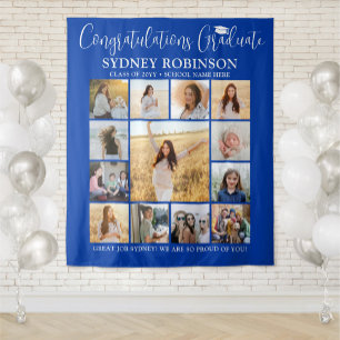 Graduation Photo Collage Large Royal Blue Backdrop