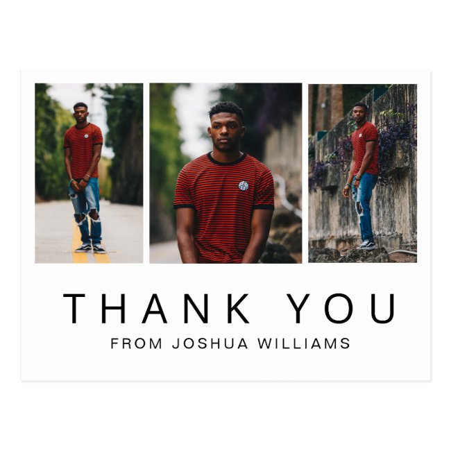 Graduation Photo Collage Minimalist Thank You Postcard