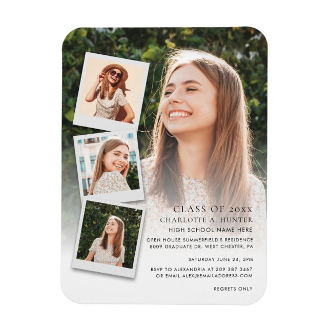Graduation Photo Collage Open House 2024 Party Magnet (Vertical)