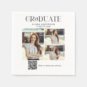 Graduation Photo Collage QR Code Photo Share Napkins