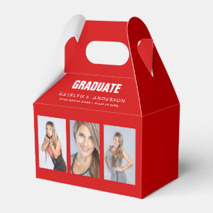 Graduation Photo Collage Red Custom Favor Box