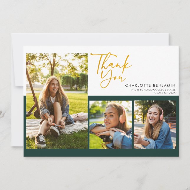 Graduation Photo Collage Script Graduate Party Thank You Card (Front)