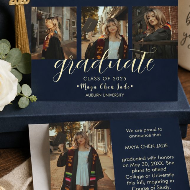 Graduation Photo Collage Script Navy Announcement  (Creator Uploaded)