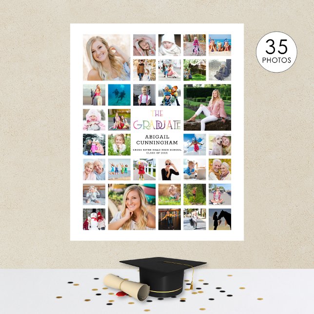 Graduation Photo Collage THE GRADUATE Keepsake Poster (Creator Uploaded)