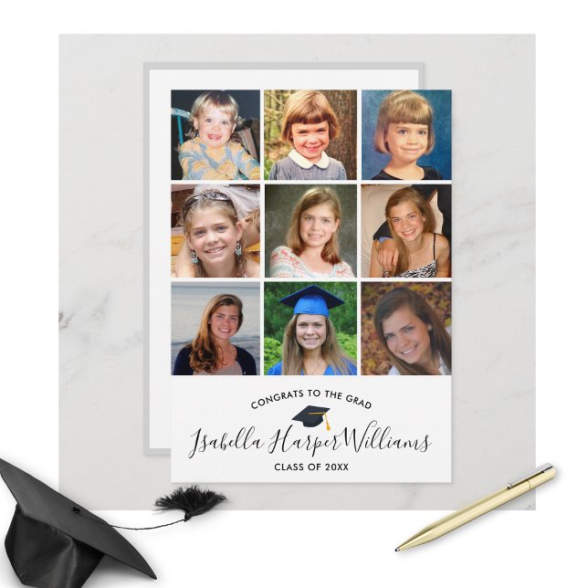 Graduation Photo Collage Thru the Years Grad Party Invitation (Creator Uploaded)