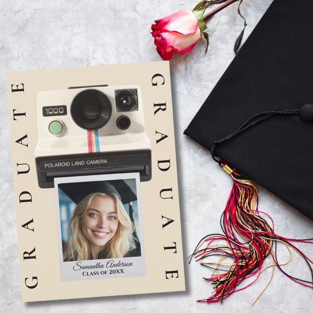 Graduation Photo Collage Vintage Boho Trendy  Invitation (Creator Uploaded)