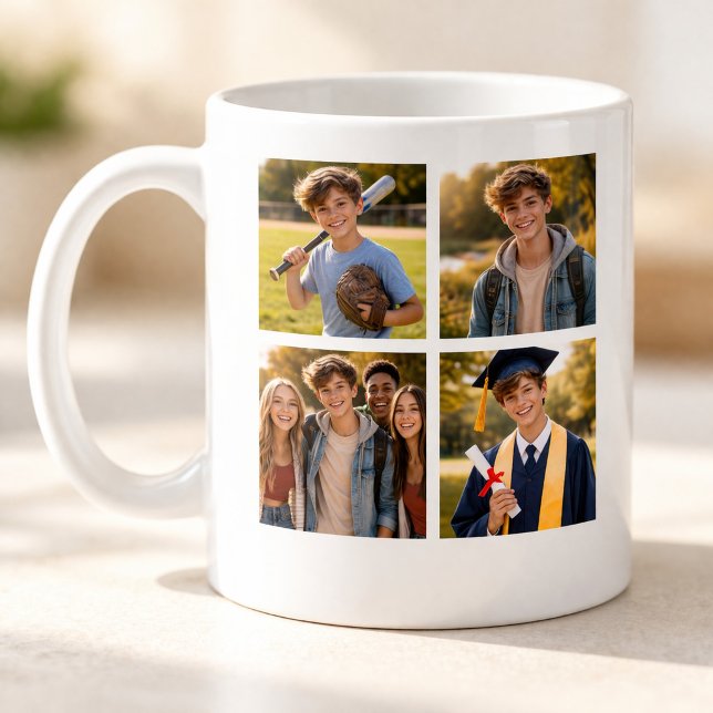 Graduation Photo Collage with Custom Text Memory Coffee Mug (Creator Uploaded)
