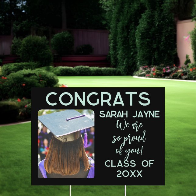 Graduation Photo Congrats Class Of Year Yard Sign (Congratulate the Graduate with this outdoor yard sign. Just add your details!)