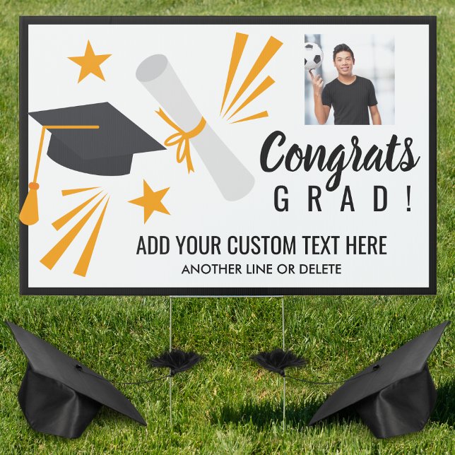 Graduation Photo Congrats Grad Cap Custom Yard Sign (Creator Uploaded)