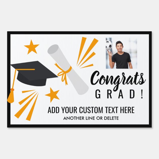 Graduation Photo Congrats Grad Cap Custom Yard Sign