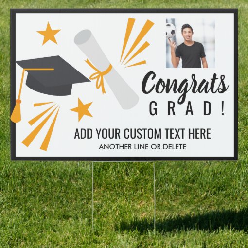 Graduation Photo Congrats Grad Cap Custom Yard Sign | Zazzle