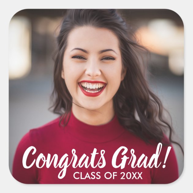 Graduation Photo Congrats Grad Class 2018 Custom Square Sticker