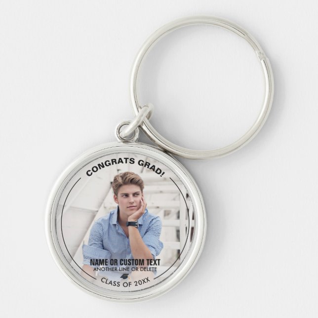 Graduation Photo Congrats Grad Class 20XX Custom Keychain (Front)