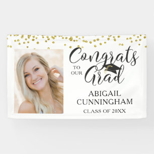 Graduation Photo CONGRATS GRAD Script Confetti Banner