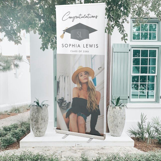 Graduation Photo Congratulations Graduate Modern Retractable Banner (Graduation Photo Congratulations Graduate Modern Retractable Banner)