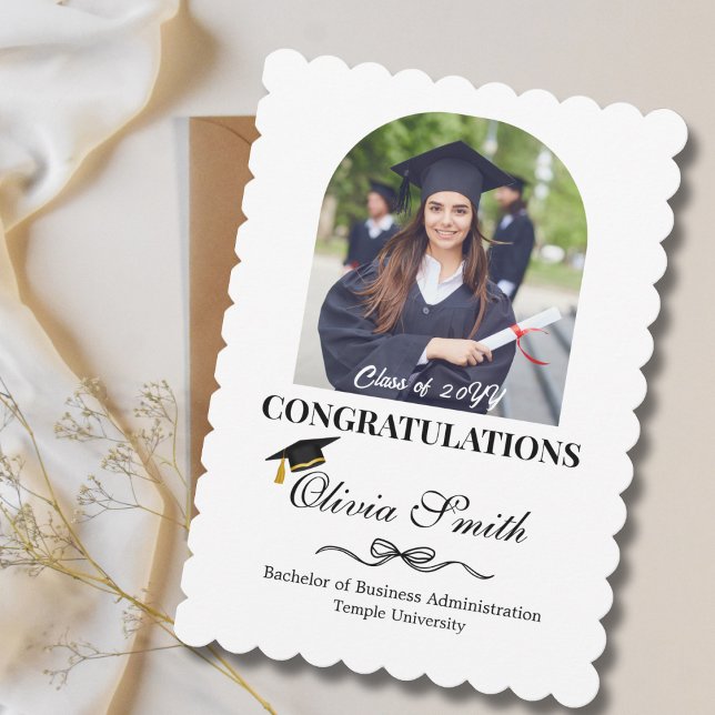 Graduation Photo Congratulations Graduate Stylish Holiday Card (Creator Uploaded)