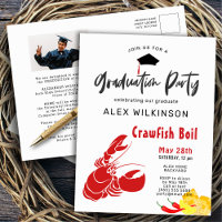 Graduation Photo Crawfish Boil Party Invitation 