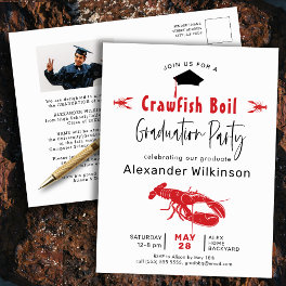 Graduation Photo Crawfish Boil Party Invitation Postcard