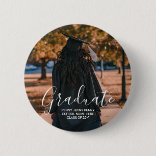 Graduation photo custom modern stylish script button